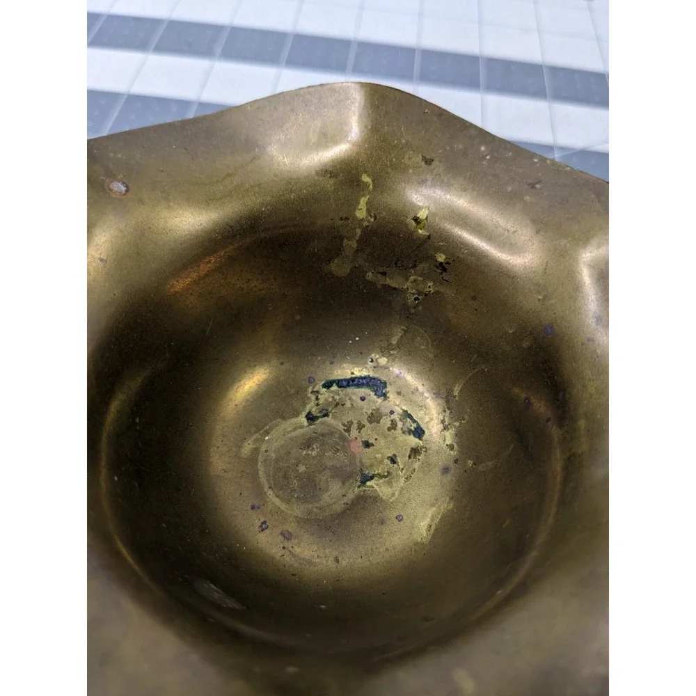 Brass‎ Basket Trinket Scalloped Rim 5 Inch Tall
